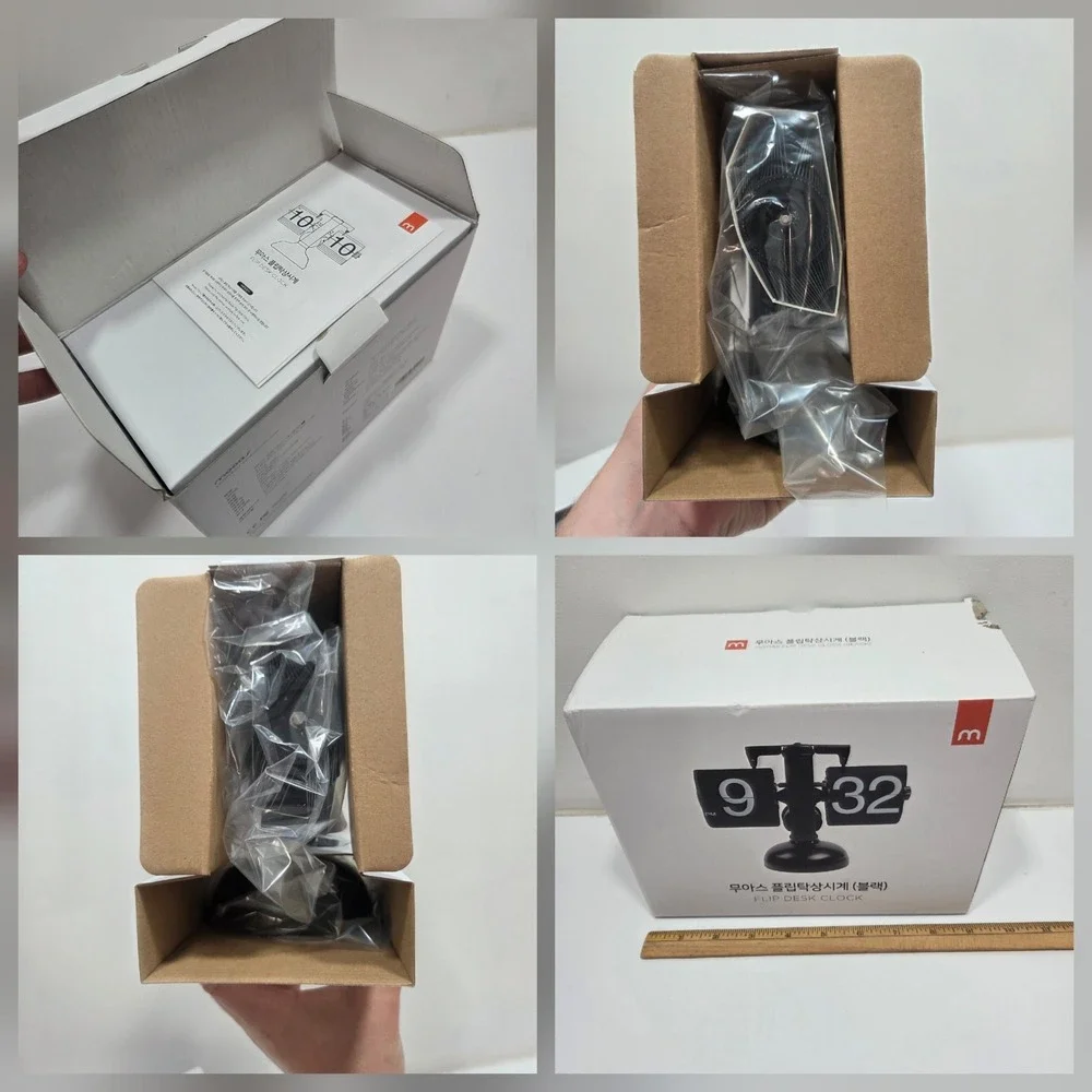 Mooas Flip Desk Clock – Retro Black – New in Box – Korean Design